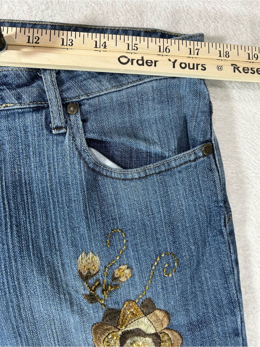 Westport Jeans Women’s Sz 14 High Rise Embroidered Boho Y2K Retro Festival - Picture 4 of 10